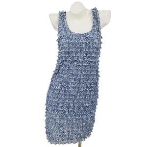 Zara Blue White Sleeveless Tiered Ruffle Shift Dress